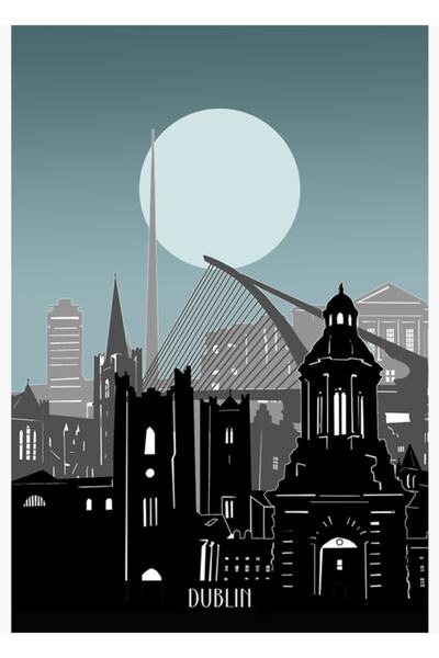 Universal Poster decorativ din lemn cu silueta Dublinului