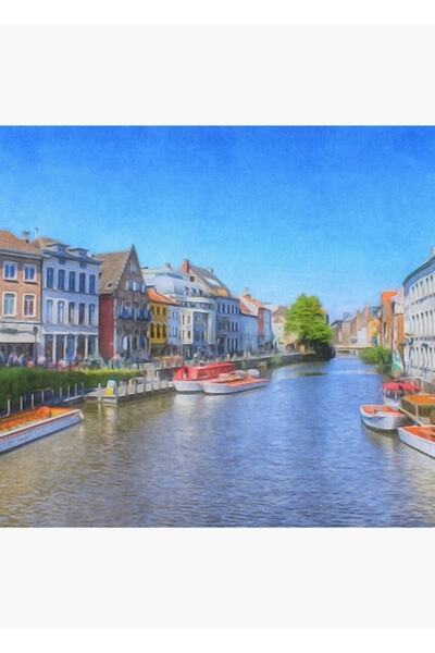 Universal Canalele Gante, Belgia, Poster decorativ din lemn pictat