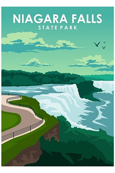 Universal Декоративен дървен плакат-картина с туристически мотив на Ниагарски...