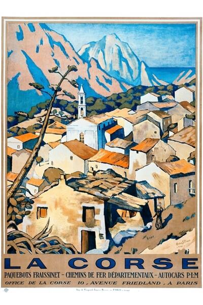 Universal La Corse, Αφίσα ταξιδιωτικών εισιτηρίων Γαλλικών Σιδηροδρομικών Οδη...