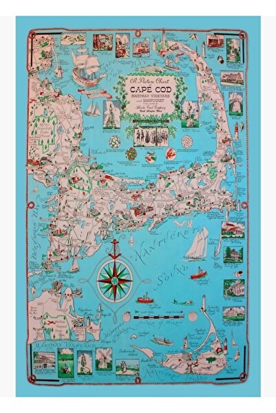 Universal Tablou ilustrat cu poster decorativ din lemn Cape Cod