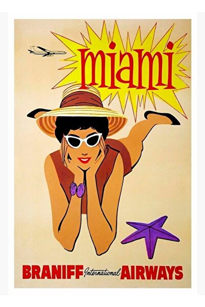 Universal Επιτραπέζια αφίσα ταξιδιού Μαϊάμι Ξύλινη διακοσμητική αφίσα