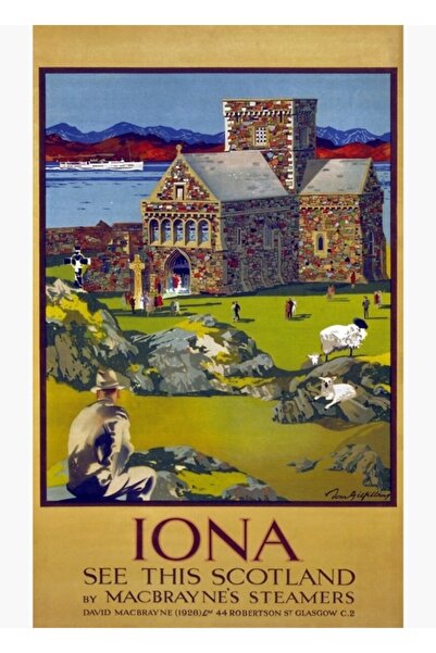 Universal Iona Scotland Travel Poster Painting Ξύλινη διακοσμητική αφίσα που ...