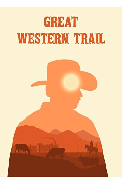 Universal Great Western Trail - Stil minimalist cu siluete, stil poster, joc ...