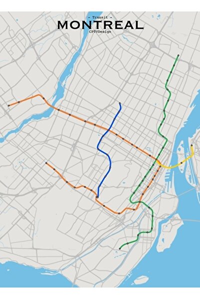 Universal Διακοσμητική ξύλινη αφίσα με χάρτη μεταφορών του Μόντρεαλ