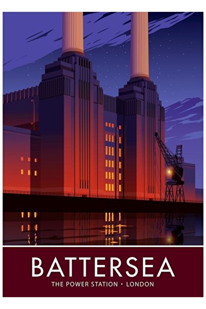 Universal Poster decorativ din lemn cu tabloul Centralului Electric Battersea