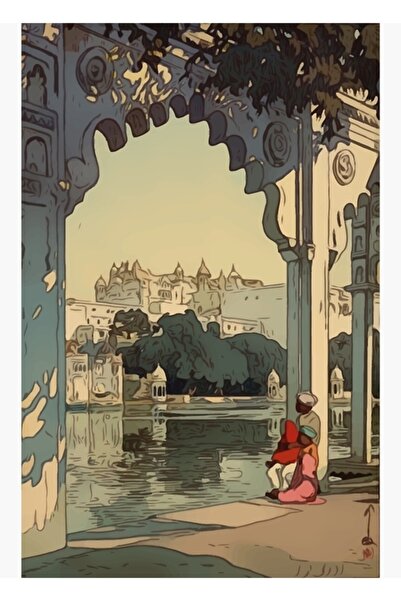 Universal Hiroshi Yoshida, India Tablo Poster decorativ din lemn