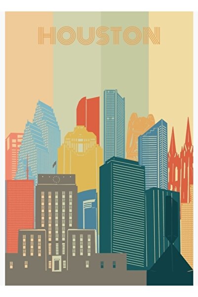 Universal Декоративен дървен плакат със силует на Хюстън