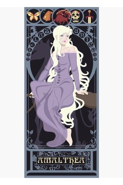 Universal Amalthea Nouveau - Poster decorativ din lemn cu pictură cu unicorn