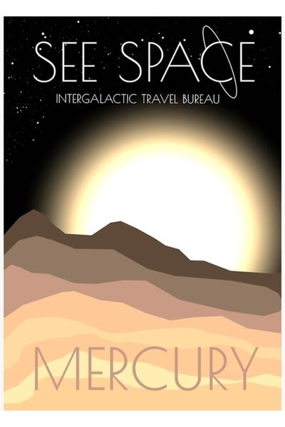 Universal Κοιτάξτε τον Χώρο: Διακοσμητική Ξύλινη Αφίσα Τραπεζιού Μέρκιουρ