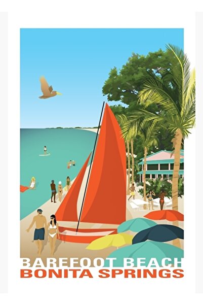 Universal Διακοσμητική Ξύλινη Αφίσα Τέχνης Παραλίας Μπονίτα, Φλόριντα