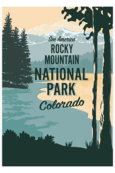 Universal Декоративен дървен плакат за плот с тематика Национален парк Роки М...
