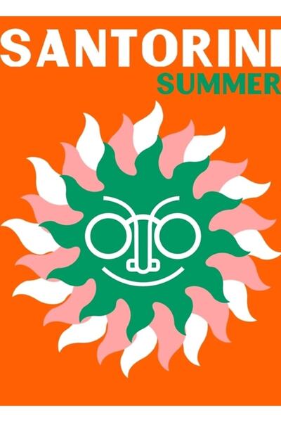 Universal Σαντορίνη Καλοκαιρινή Ξύλινη Αφίσα Διακοσμητική