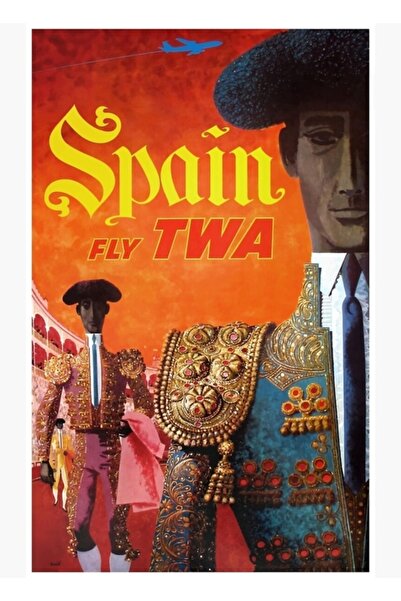 Universal 1960 Twa Spania Tauri Poster de călătorie Pictură Poster din lemn D...