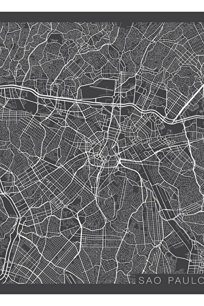 Universal Χάρτης της Σάο Πάολο, Βραζιλία - Διακοσμητική αφίσα από γκρι ξύλο ε...