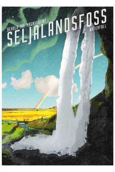 Universal Tablou cu Cascada Seljalandsfoss din Islanda, Poster decorativ din ...