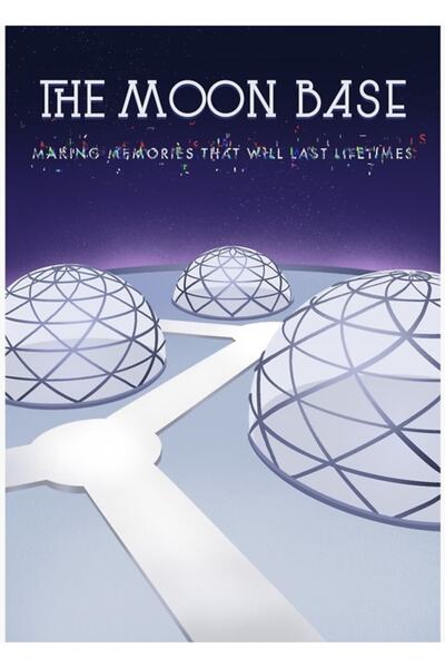 Universal Poster de călătorie Moon Base, tablou decorativ din lemn