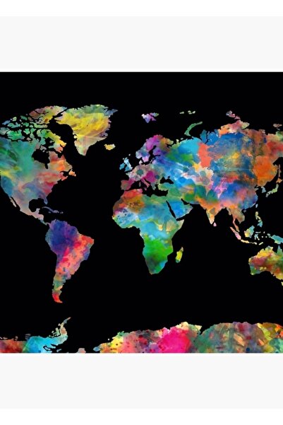 Universal Poster decorativ din lemn cu harta lumii