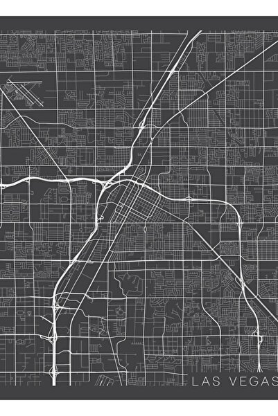 Universal Карта на Лас Вегас, САЩ - Сив настолен дървен декоративен плакат