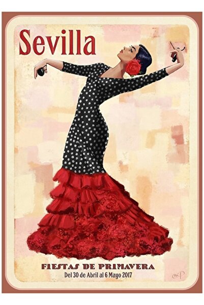 Universal Декоративен дървен плакат за маса с мотиви от Севилска априлска пан...