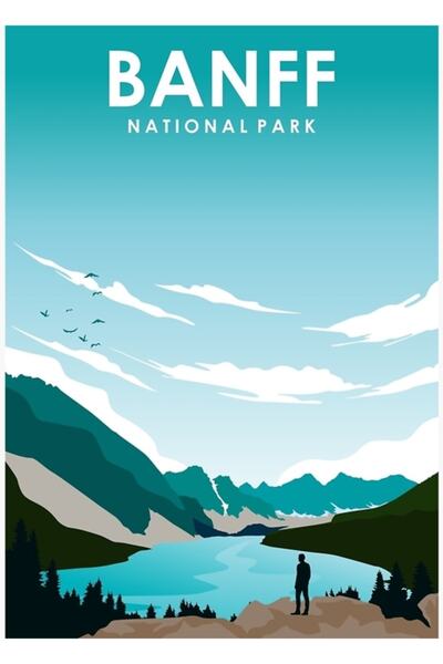 Universal Εθνικό Πάρκο Μπάνφ Παλιά ταξιδιωτική αφίσα Τέχνης Ζωγραφική Ξύλινη ...