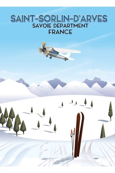Universal Saint-sorlin D'arves Γαλλία Πίνακας αφίσας ταξιδιού Ξύλινη διακοσμη...