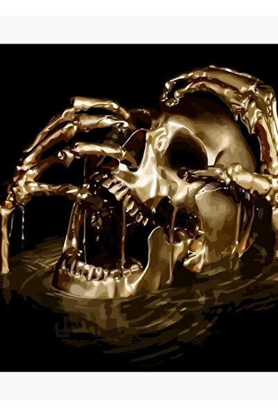 Universal Декоративен дървен плакат с картина на черни платна и златен череп