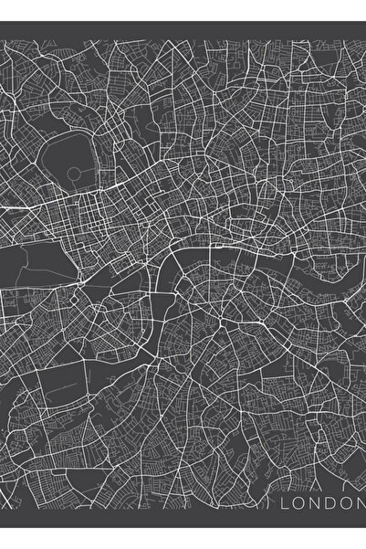 Universal Χάρτης του Λονδίνου, Αγγλία - Διακοσμητική ξύλινη αφίσα σε γκρι χρώμα