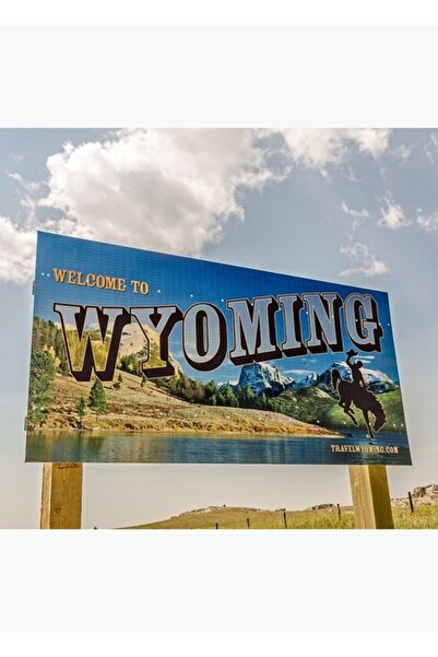 Universal Διακοσμητική ξύλινη αφίσα με πινακίδα Γουαϊόμινγκ - Καλώς ήρθατε