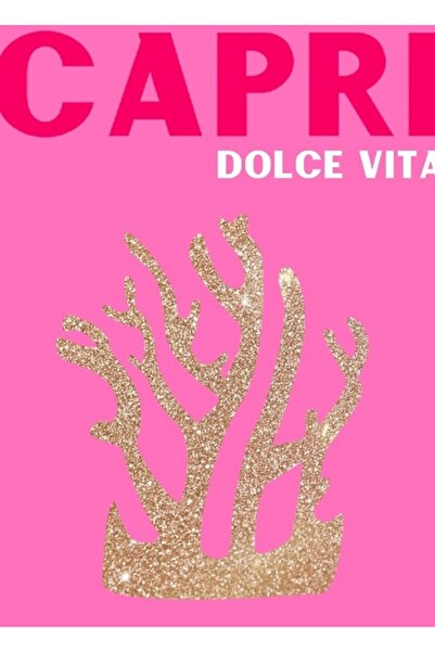 Universal Καπρί - Ξύλινη διακοσμητική αφίσα σε ροζ και χρυσό χρώμα