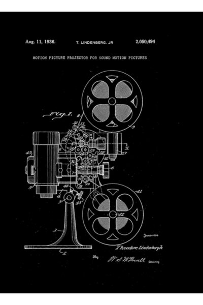 Universal Πατέντα Προβολέα Κινηματογραφικών Ταινιών 1936 Ξύλινη Διακοσμητική ...