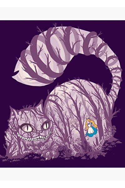 Universal Poster decorativ din lemn cu pictură din Pădurea Minunilor (Pisica ...