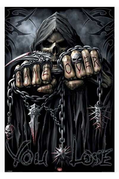 Universal Craniu Impunător - Poster Decorativ din Lemn cu mesajul Game Over