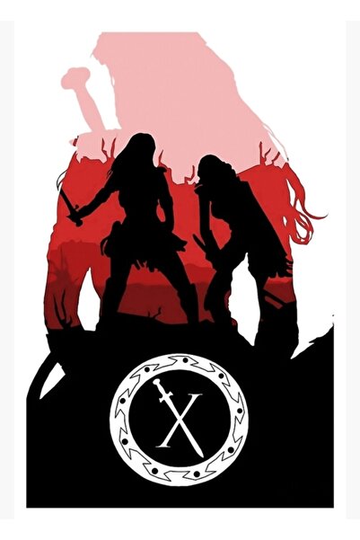 Universal Декоративен дървен плакат с картина на две принцеси воини