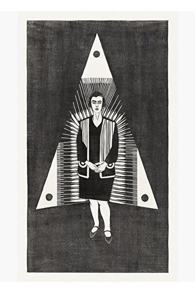 Universal Εικόνα μιας νεαρής γυναίκας μέσα σε ξύλινη αφίσα, διακοσμητική.