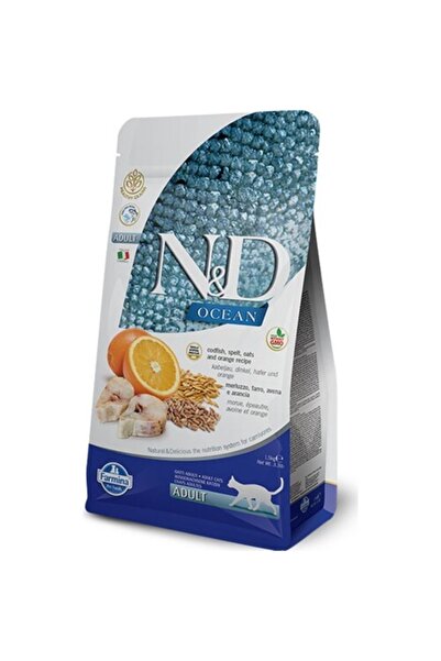 N&D Nd Ocean Düşük Tahıllı Morina Balık Portakal Kedi Maması 1,5 Kg