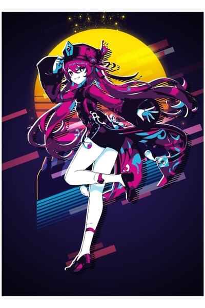 Universal Hu Tao - Genshin Impact Ξύλινη διακοσμητική αφίσα ρετρό ζωγραφικής ...