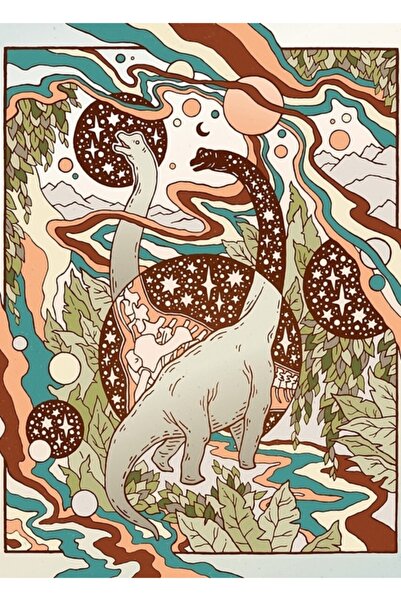 Universal Jurassic Portal Retro Rainbow Palette Πίνακας Τέχνης Δεινοσαύρων Επ...