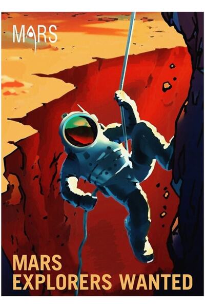 Universal Poster retro de călătorie la Marte Nasa, tablou decorativ din lemn