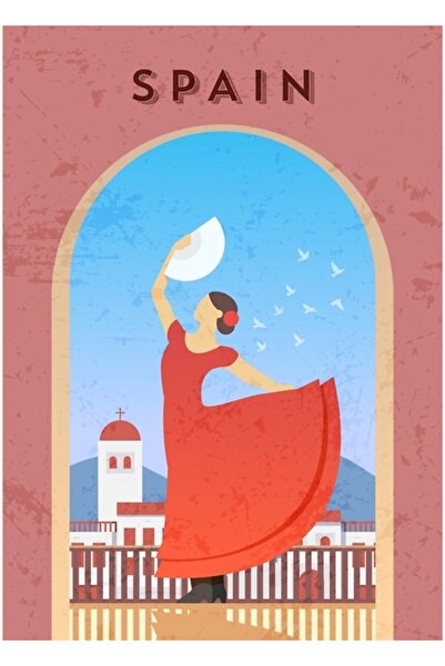 Universal Španija - Retro putovanje Minimalistički poster Slikanje Drveni pos...