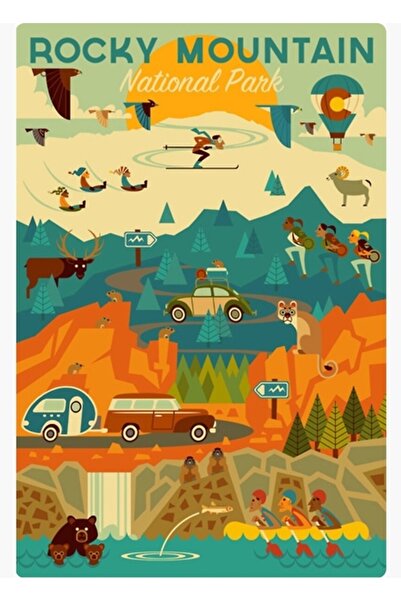 Universal Αυτοκόλλητο ταξιδιωτικού ειδικού πάρκου Retro Rocky Mountain, Κολορ...