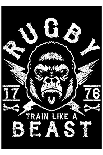 Universal Rugby - Train Like A Beast - Tablou de antrenament rugby, poster de...