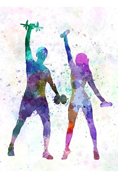 Universal Εικονογραφική ξύλινη αφίσα διακοσμητική με άνδρα που προπονεί γυναί...