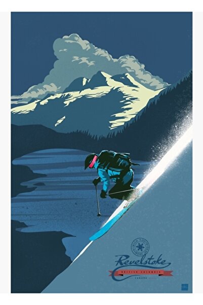 Universal Ρετρό Μεγάλη Λευκή Αφίσα Κέντρου Σκι, Ξύλινη Διακοσμητική Αφίσα