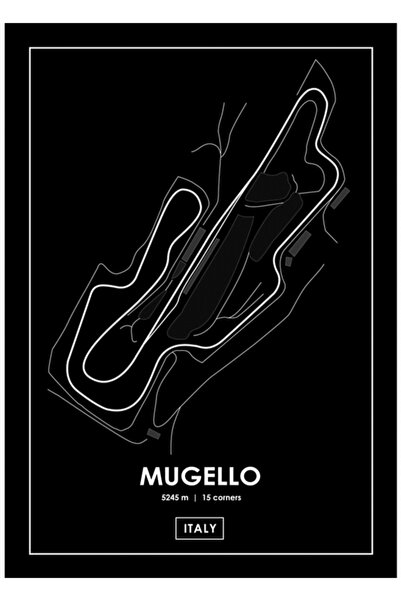 Universal Mugello - Χάρτης διαδρομής στην Ιταλία Λευκός πίνακας Ξύλινη αφίσα ...