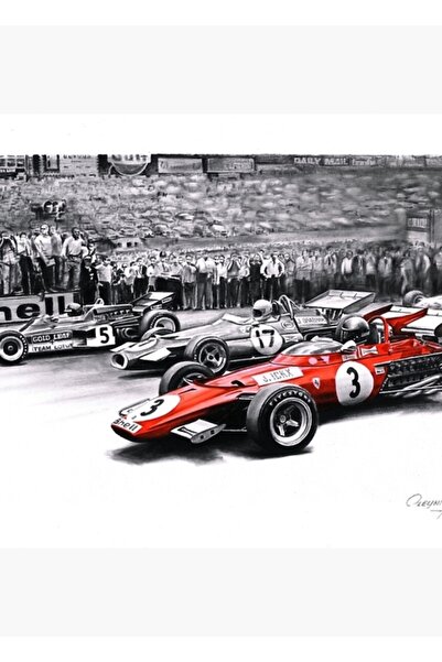 Universal Φεράρι 312β. Τζάκι Ίκσ. 1970 Ξύλινη Διακοσμητική Αφίσα Ζωγραφικής