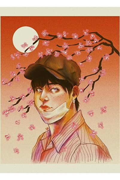 Universal Cherry Blossoms Taehyung Ξύλινη διακοσμητική αφίσα ζωγραφικής με κω...