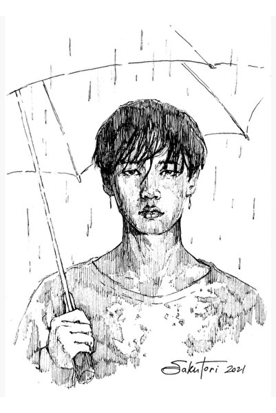 Universal Jimin Rain Tablo Ξύλινη Διακοσμητική Αφίσα Κωδικός4847