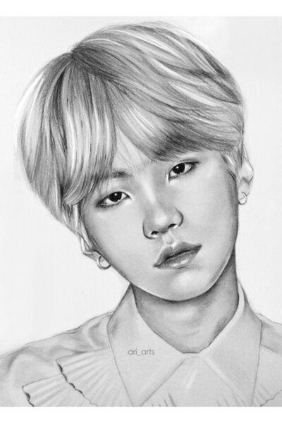 Universal Yoongi Ξύλινη Αφίσα Ζωγραφικής με Μολύβι Κάρακα, Διακοσμητική, Κωδι...