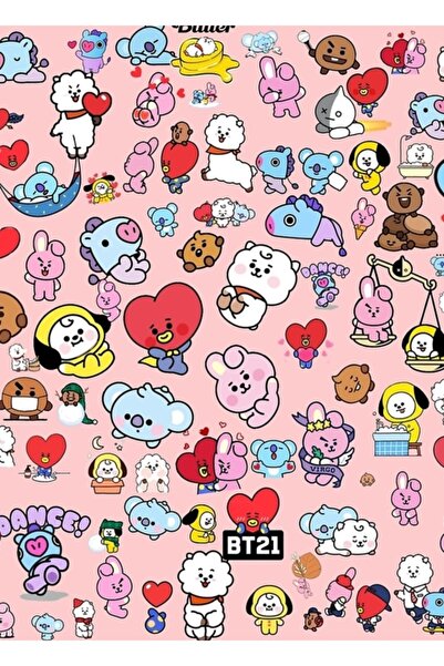 Universal Bt21 Ot7 Pattern (ροζ) Ξύλινη αφίσα ζωγραφικής Διακοσμητική Κωδικός...